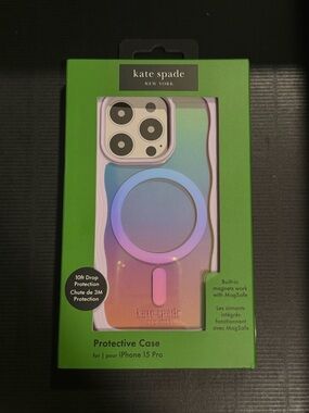 NEW Kate Spade New York iPhone 15 Pro Case, Wavy Iridescent
